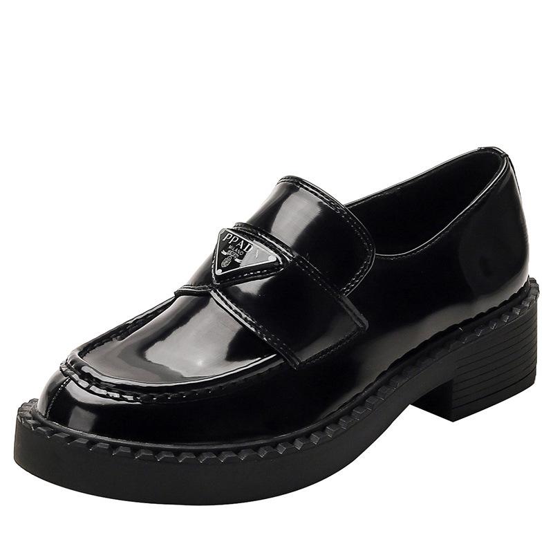 Leather Triangle Logo Loafers  |  Womens Loafers Loafers Loafers