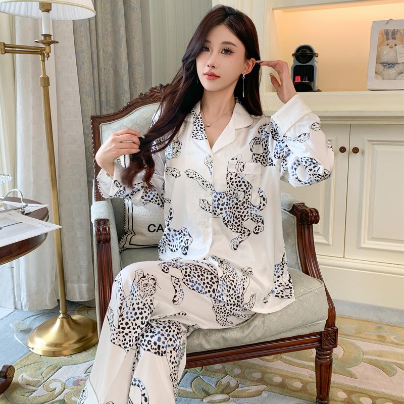 Leopard Print Classic Short Pajama Set  |  Womens Sleepwear Clothing BLACK