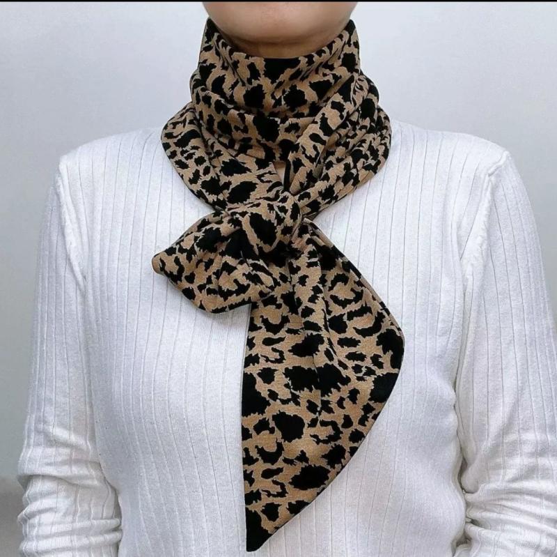 Leopard Skull Silk Scarf  |  Womens Scarves & Wraps Accessories 9864 CAMEL DARK BROWN