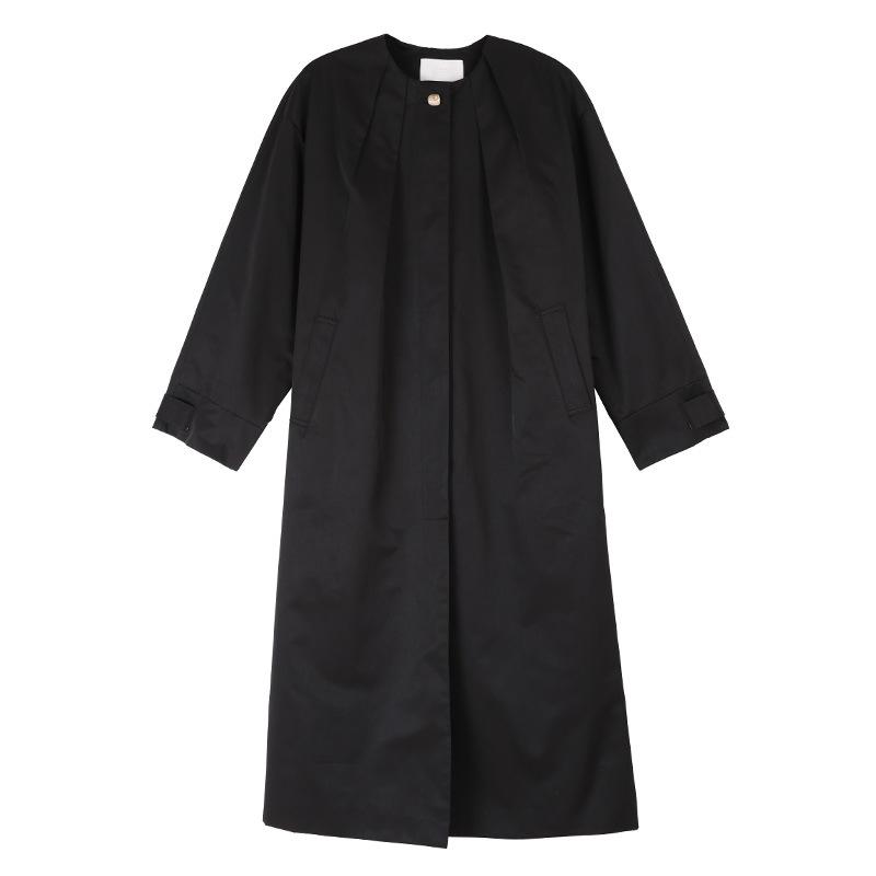 Long Raincoat With Dropped Point Collar  |  Womens Coats Clothing BLUE BLACK