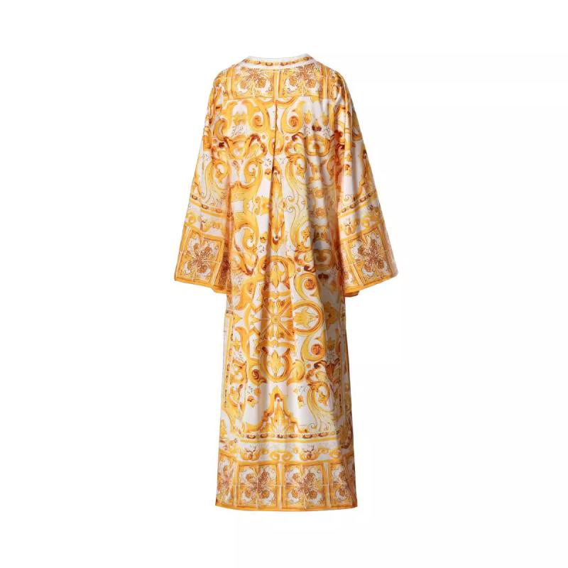 Maiolica Silk Twill Kaftan Coverup  |  Womens Swimwear & Coverups Clothing MIX MAIOLICA GIALLO