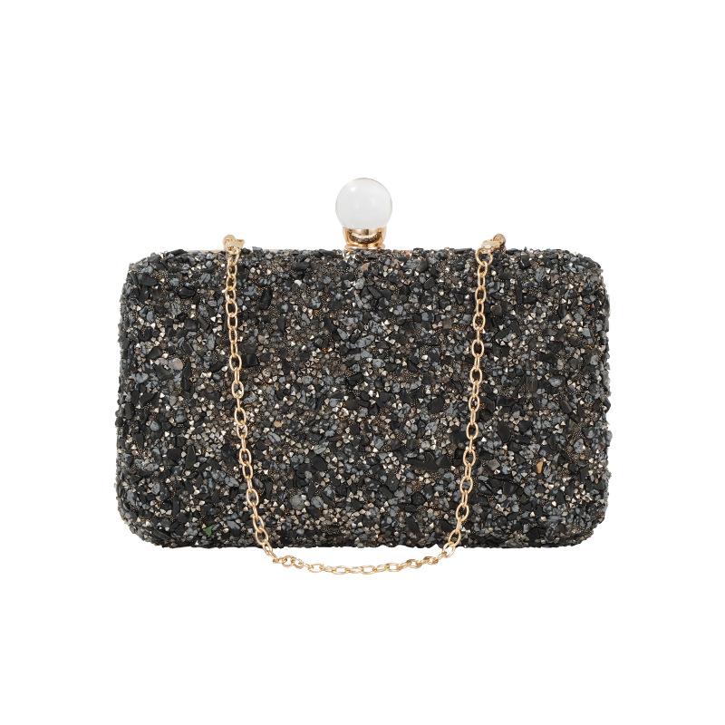 Marlene Medium Sequined Clutch Bag  |  Womens Shoulder Bags Handbags NERO