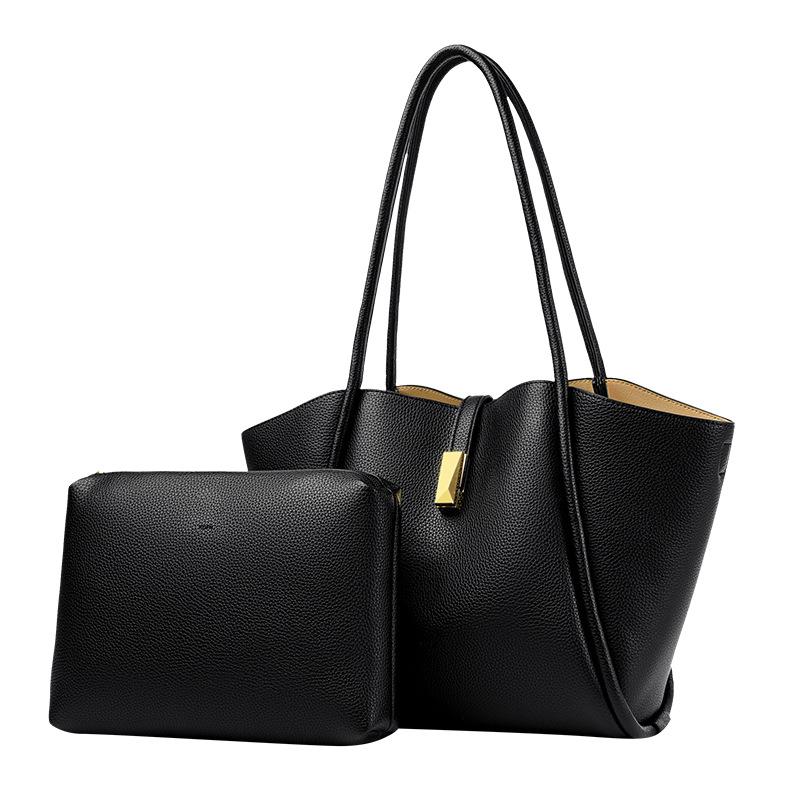 Medium Grain Leather Tote Bag  |  Womens Tote Bags Handbags BLACK