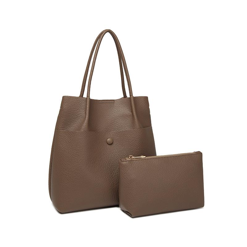 Medium Slim Grained Leather Tote Bag  |  Womens Tote Bags Handbags TAUPE