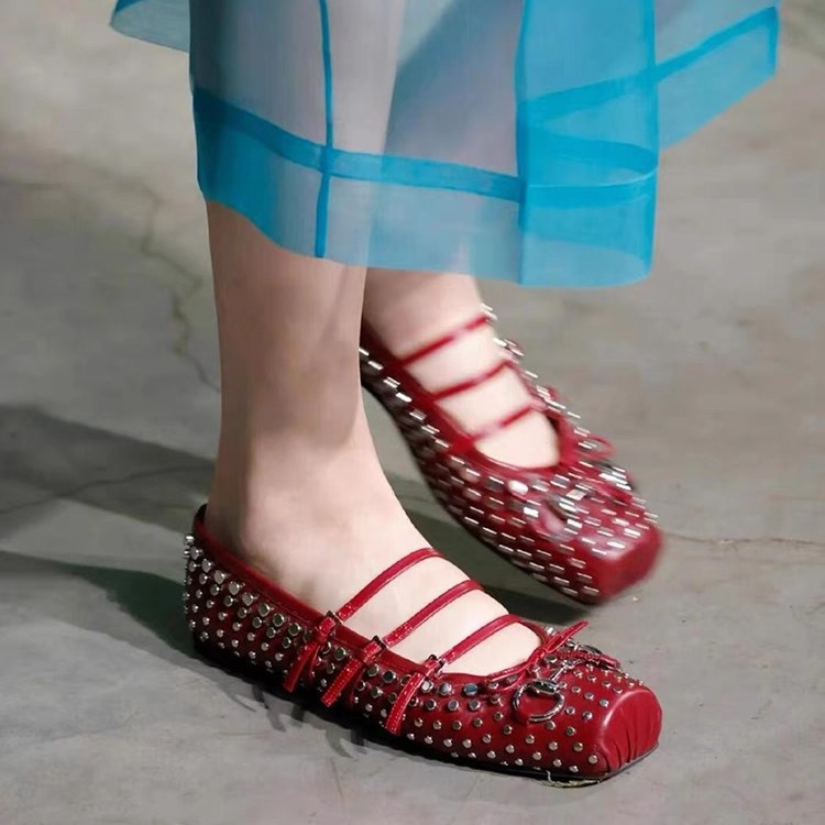 Mesh Net Mary Jane Red Sole Ballerina Flats  |  Womens Ballerina Flats Ballerina Flats Ballerina Flats