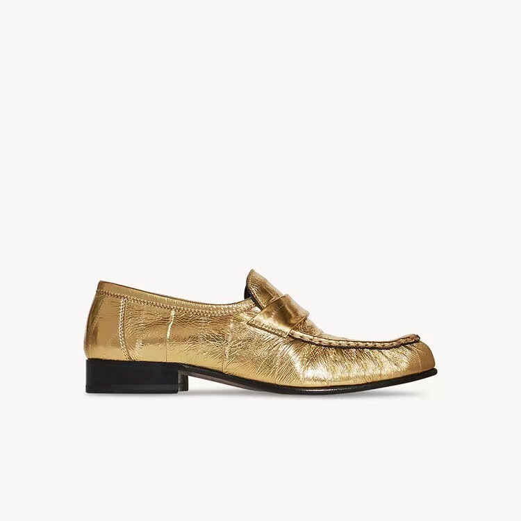 Metallic Leather Penny Loafers  |  Womens Loafers Loafers GOLD