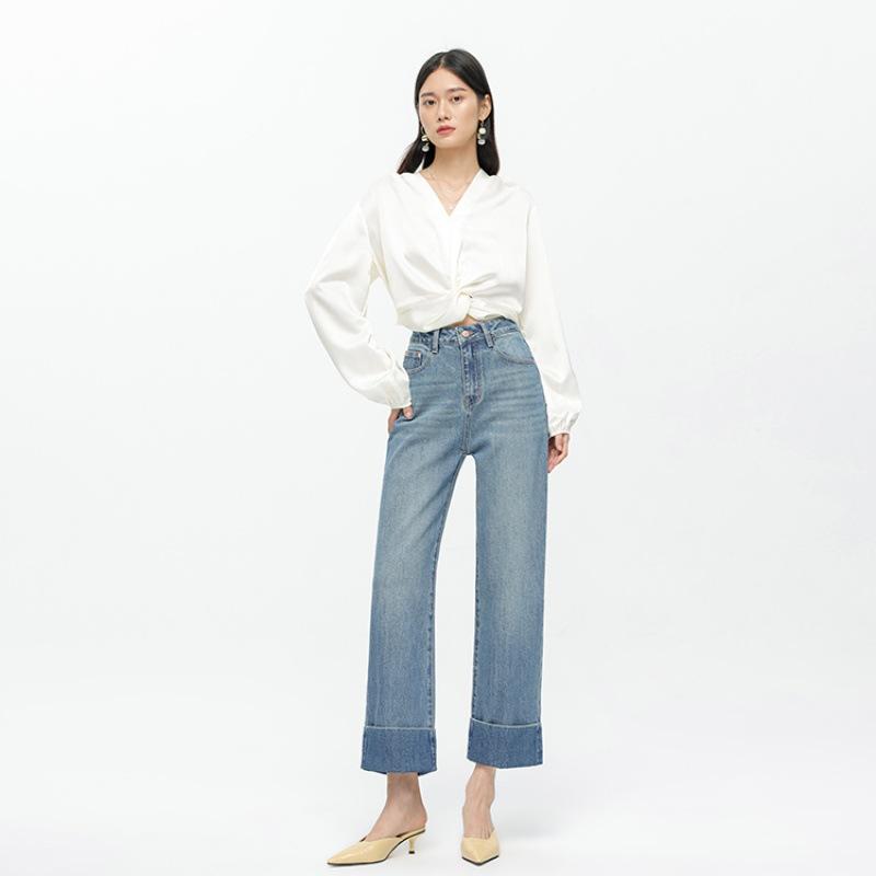 Miley Ultra High Rise Wide-Leg Cuffed Jeans  |  Womens Jeans Clothing EMERSON