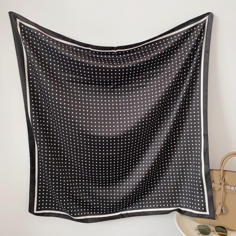 Mini Polka-Dot Silk Square Scarf  |  Womens Scarves & Wraps Accessories BLACK IVORY