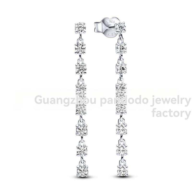 Multi Round Cubic Zirconia Linear Earrings  |  Womens Earrings Earrings CLEAR