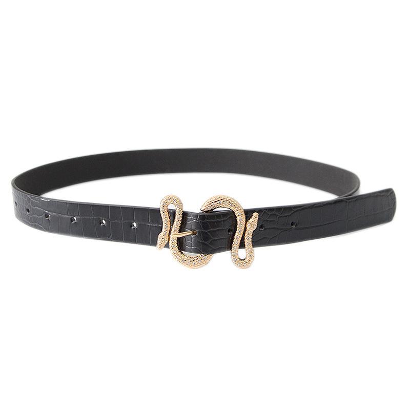 Nayla Antique Moc-Croc Skinny Belt  |  Womens Belts Accessories Belts