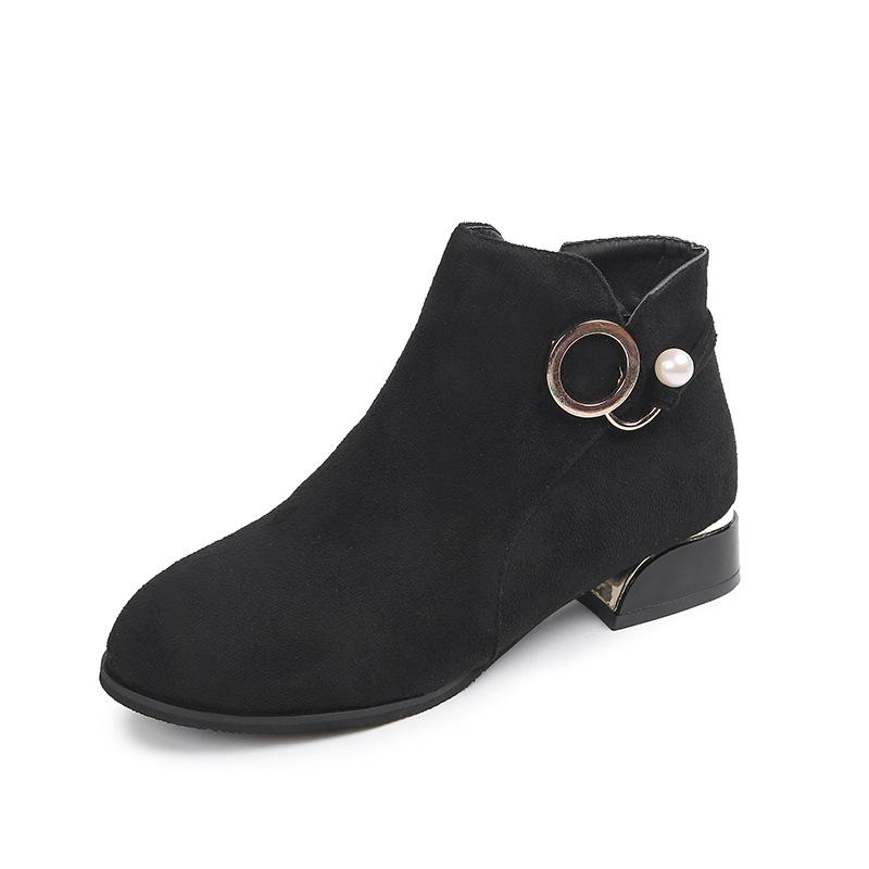 Noor Suede Pearly-Button Ankle Booties  |  Womens Booties Booties Booties