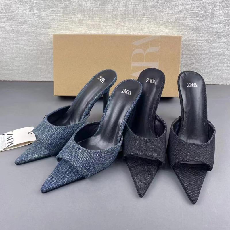 Nori Snake-Embossed Stiletto Mules  |  Womens Sandals Sandals BABY DENIM LEATHER