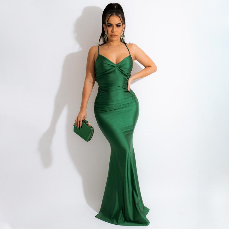 Off-Shoulder Stretch Metallic Gown  |  Womens Dresses Clothing Dresses