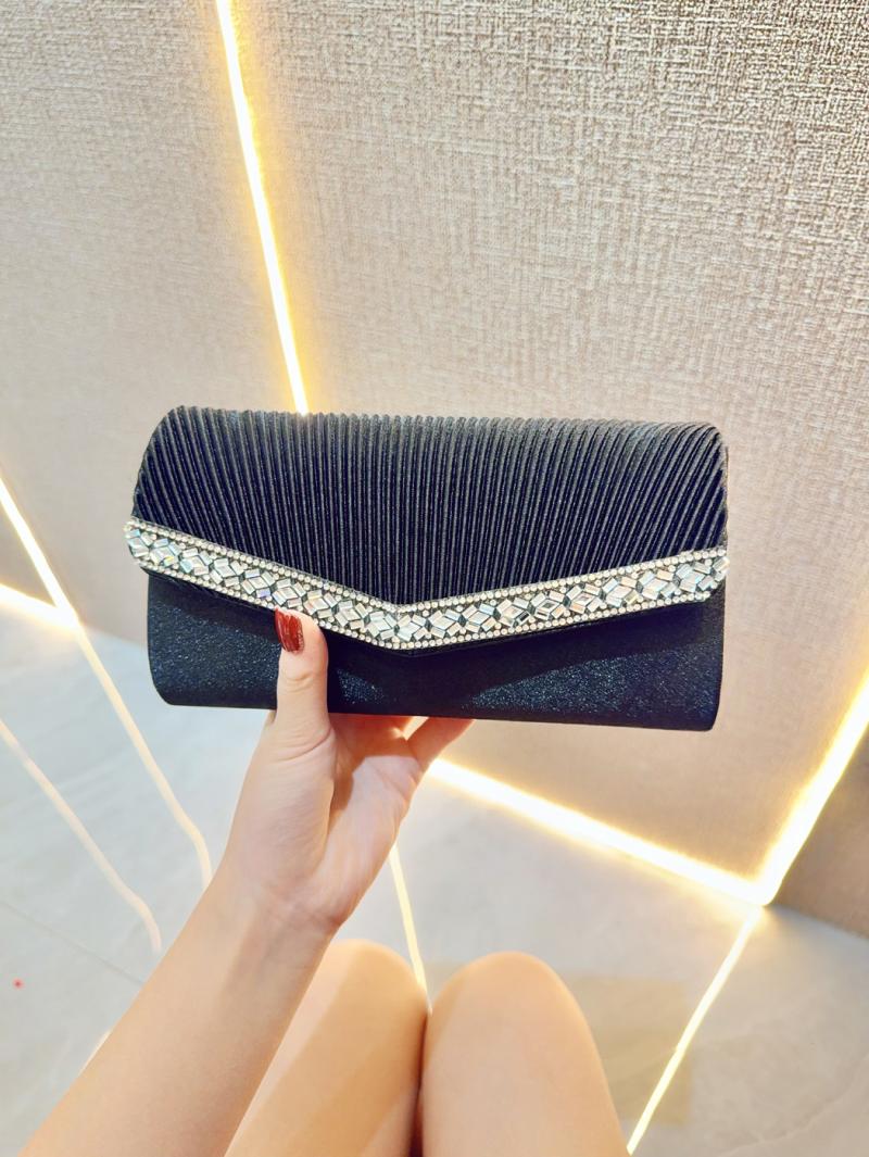 Perry Satin & Crystal Clutch Bag  |  Womens Evening Bags Evening Bags BLACK