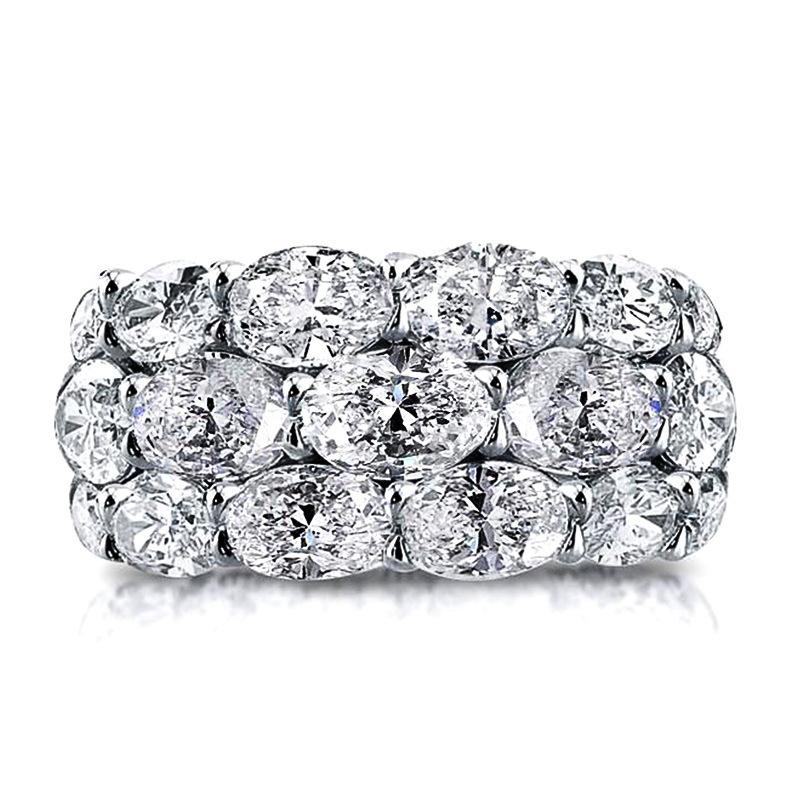 Platinum 3-Row Diamond Prong-Set Eternity Band Ring, 4.3Tcw  |  Womens Rings Jewelry PLATINUM