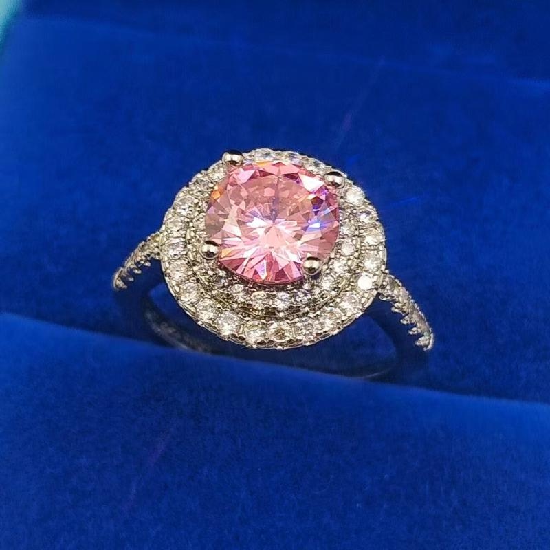 Platinum And 18K Rose Gold Diamond Statement Ring, Size 6.5, 2.18Tcw  |  Womens Rings Jewelry PINK