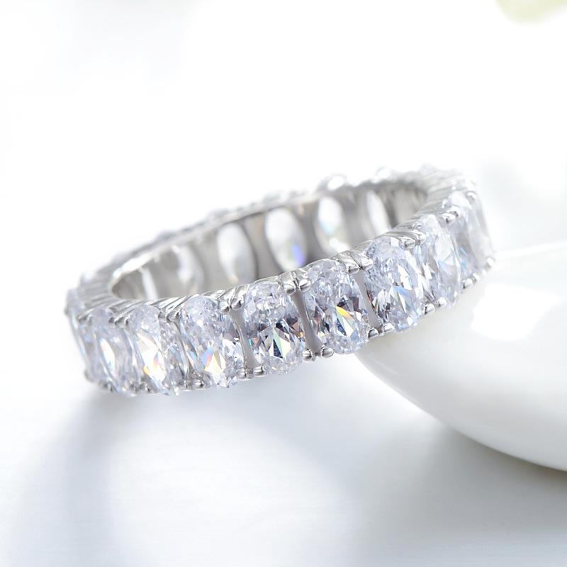 Platinum Oval-Cut Diamond Buttercup Eternity Band Ring, 4.55Tcw  |  Womens Rings Jewelry PLATINUM