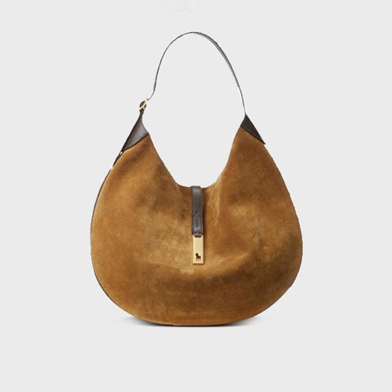 Polo Id Large Suede Shoulder Bag  |  Womens Shoulder Bags Handbags NIGHT