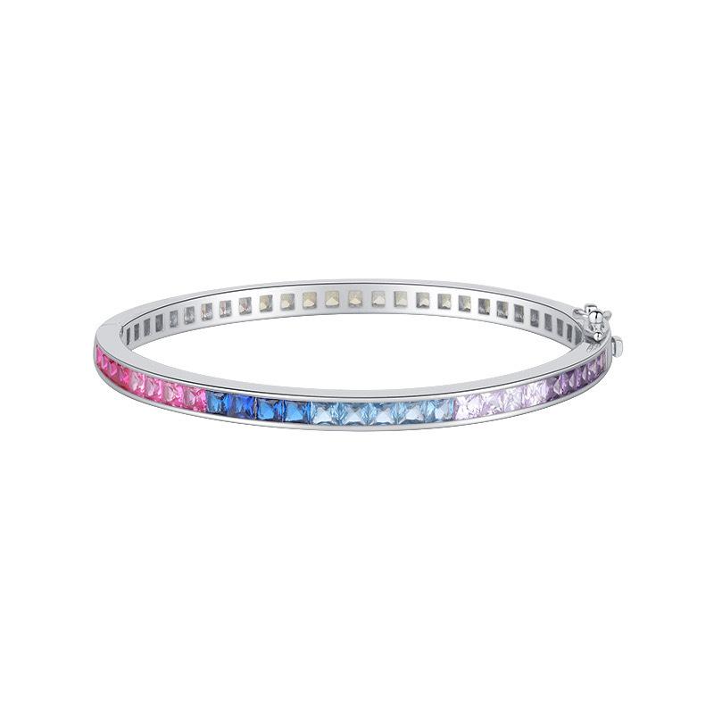 Rainbow 18K White Gold Blue Sapphire Bracelet With Diamonds  |  Womens Bracelets Bracelets Bracelets