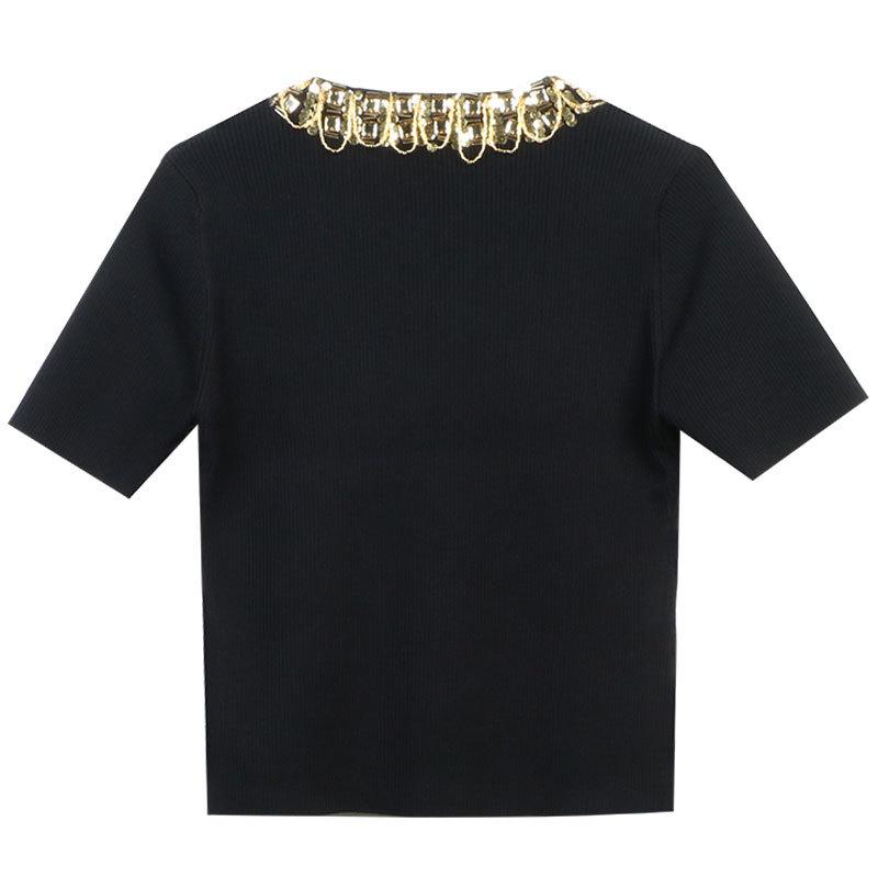 Rayna Jewel-Embellished Crewneck Blouse  |  Womens Tops Clothing BLACK