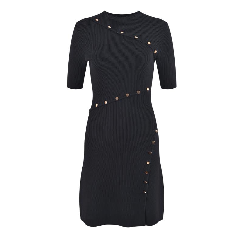 Rellier Buttoned Rib Mini Dress  |  Womens Dresses Clothing Dresses