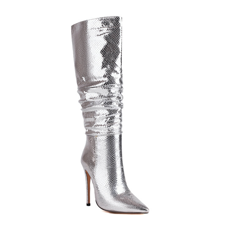 Retro Slouchy Metallic Mid Boots  |  Womens Boots Boots Boots