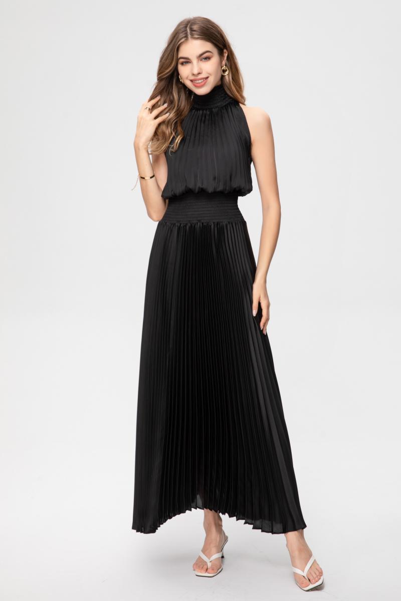 Revilly Pleated Maxi Dress  |  Womens Evening Clothing BLACK