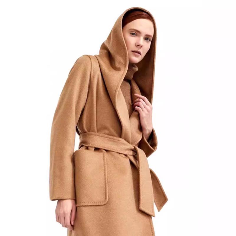 Rialto Camel Hair Belted Short Hooded Coat  |  Womens Coats Clothing Camel