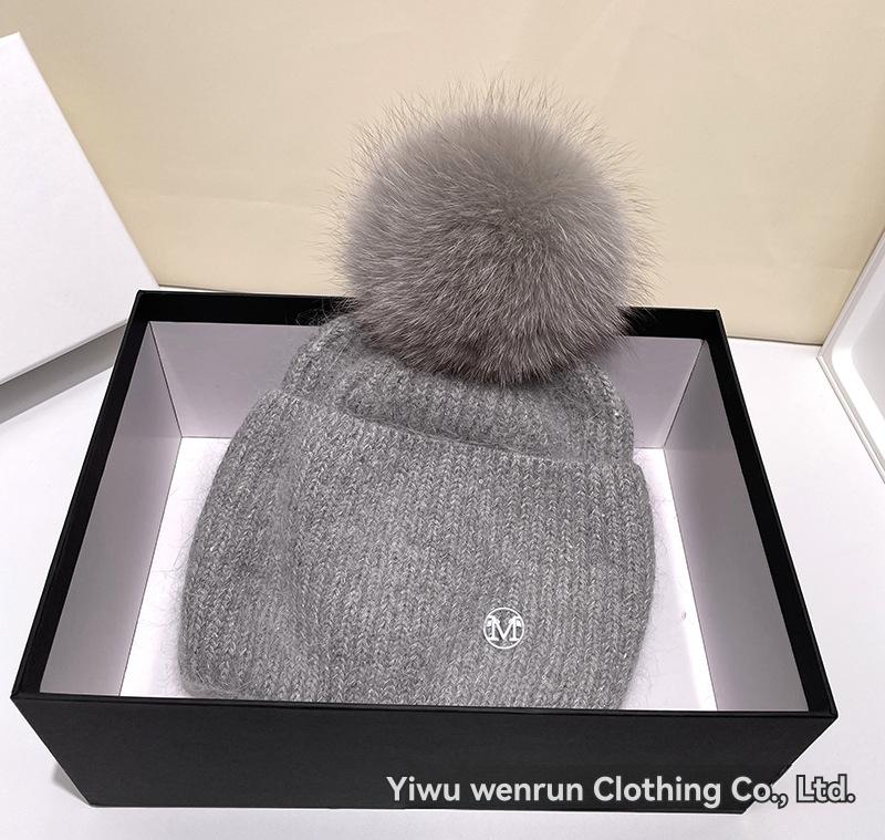 Ribbed Wool Beanie With Faux Fur Pom  |  Womens Hats Accessories Hats