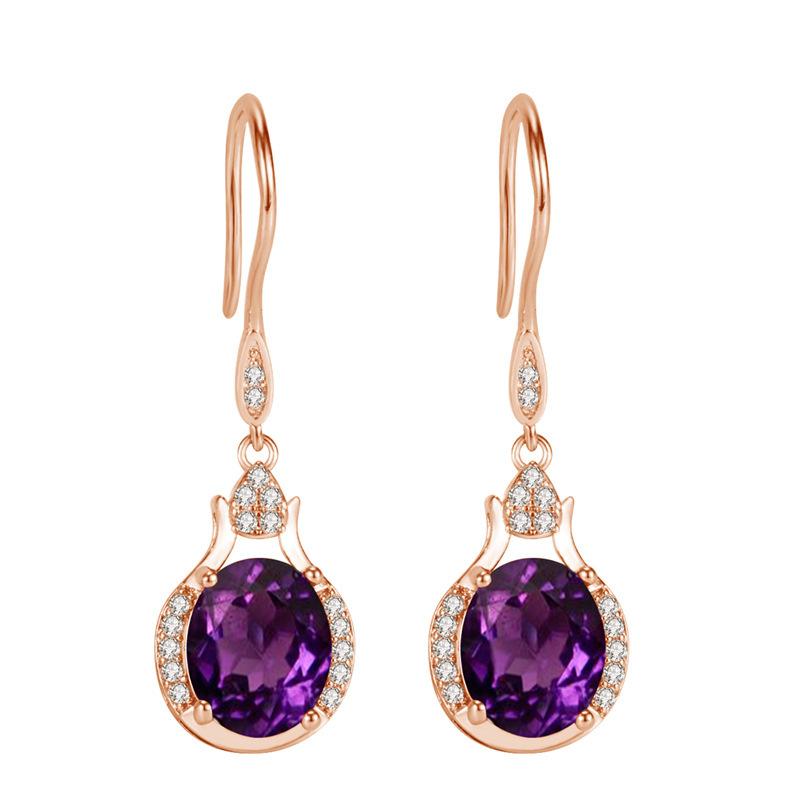 Rocks 18K Rose Gold Amethyst And Diamond Earrings  |  Womens Earrings Earrings AMETHYST