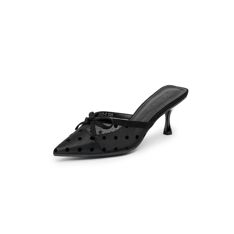 Romance Grosgrain Check Mule Pumps  |  Womens Mules & Slides Mules & Slides BLACK