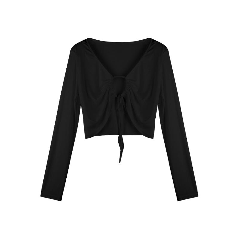 Ruched Cutout Blouse  |  Womens Tops Clothing BLACK