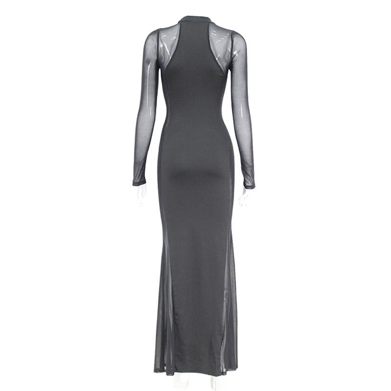 Ruched Illusion-Sleeve Column Gown  |  Womens Evening Clothing Evening