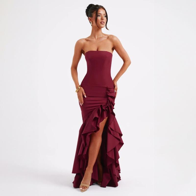 Satin Column Dress  |  Womens Dresses Clothing BORDEAUX