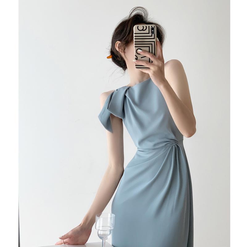 Scarf Drape Silk Crepe Midi Dress With Belt  |  Womens Dresses Clothing Dresses