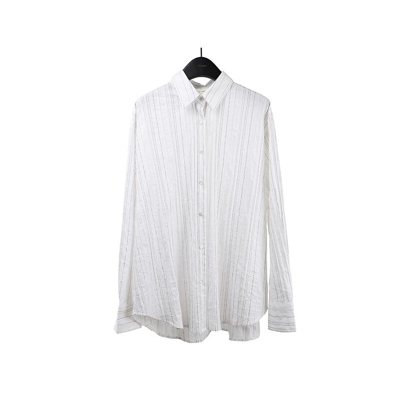 Sheer Striped Pintuck Blouse  |  Womens Tops Clothing CRME