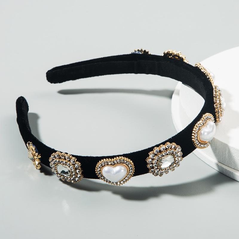 Sidney Pearl-Embellished Velvet Headband  |  Womens Hair Accessories Accessories BLACK PEARL