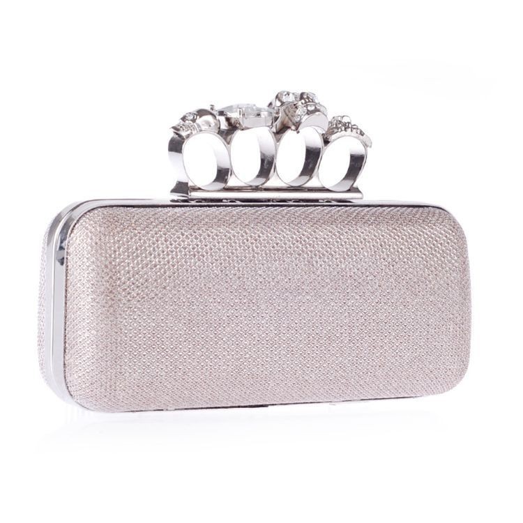 Skull Four Ring Clutch Bag  |  Womens Evening Bags Evening Bags BLACK