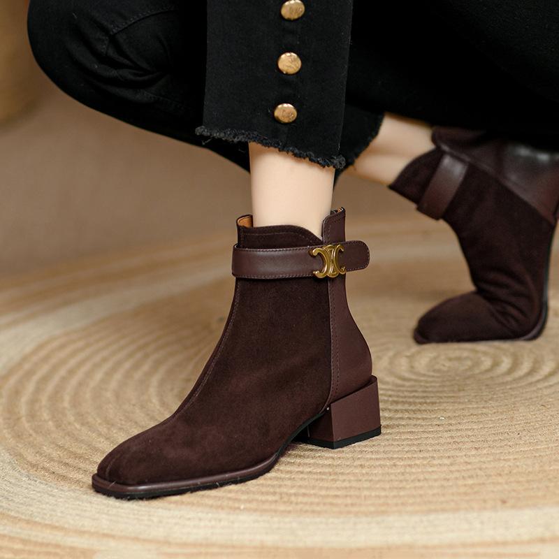 T-Lock Heeled Suede Ankle Boots  |  Womens Booties Booties Booties