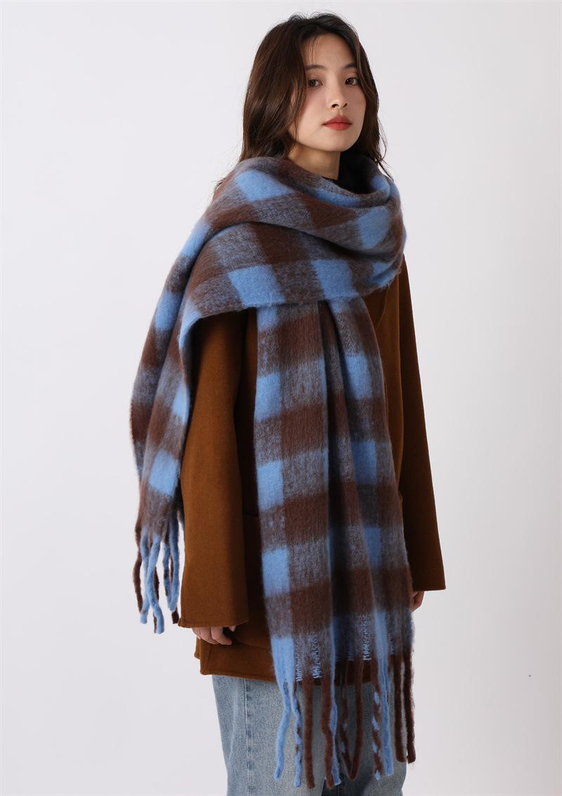 Tartan Cashmere-Wool Fringe Poncho  |  Womens Scarves & Wraps Accessories F6DO LIGHT CAMEL ANCIENT PAPER