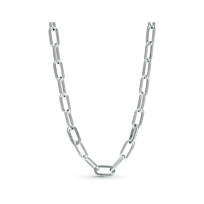 Two Pave Diamond Link Paperclip Chain Necklace  |  Womens Necklaces Jewelry Necklaces