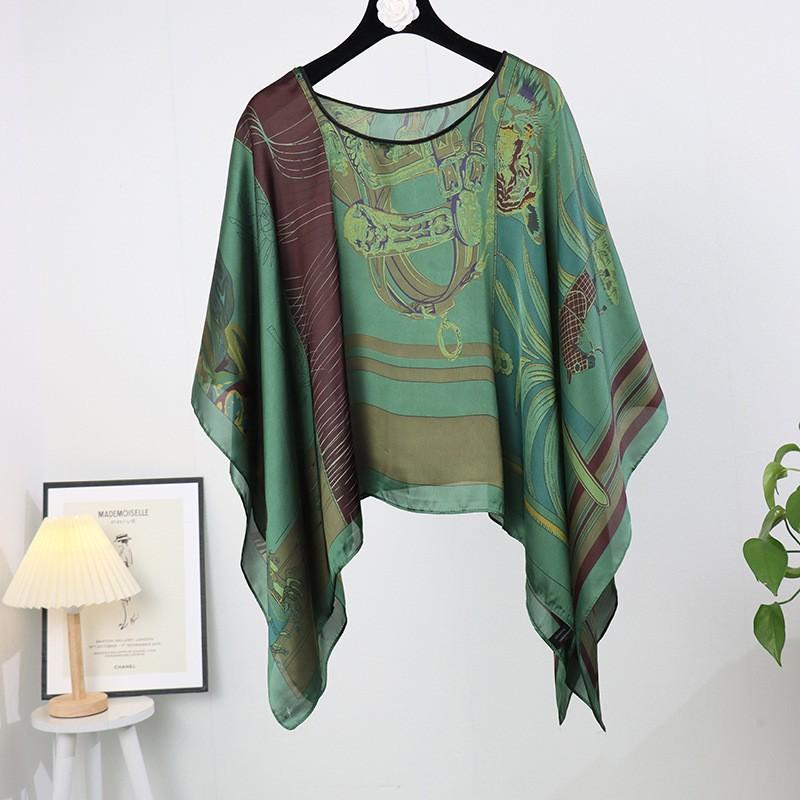 Venezia Cashmere-Blend Printed Poncho  |  Womens Scarves & Wraps Accessories GREEN