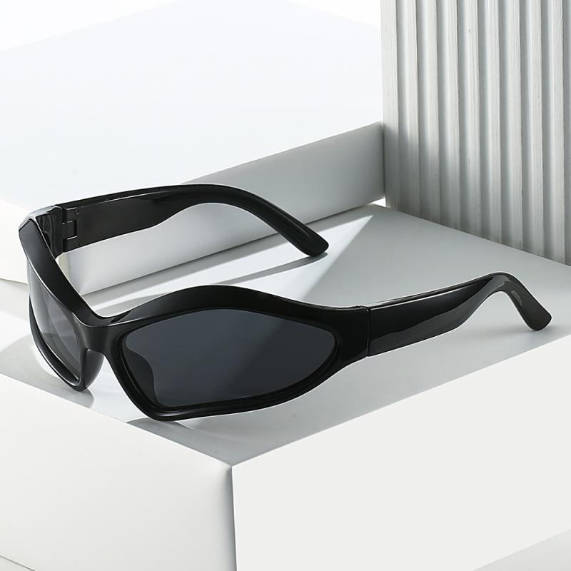 Wavy Plastic Wrap Sunglasses  |  Womens Sunglasses SHINY BLACK